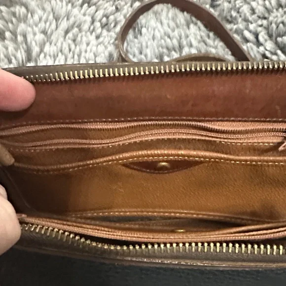 Dooney & Bourke Black and Brown Vintage Leather Messenger Bag - Picture 11 of 12